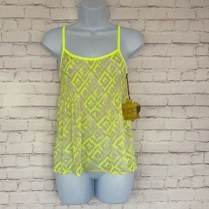 Princess Vera Wang sheer green neon top size Xs